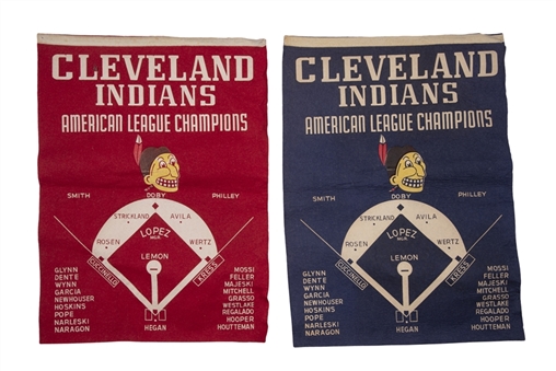 1958 Cleveland Indians American League Champions Banner Pair (2 Different)